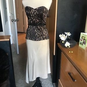 GUESS Satin Leopard Print Bustier Top w/ Belt